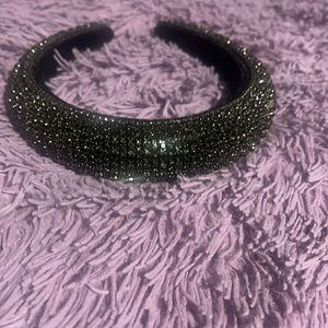 Women Faux Beaded Rhinestone Hair Wide Headband